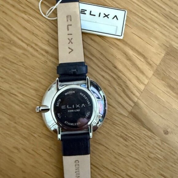 Elixa Women\'s Watch Blue Dial Black Strap E098-L382